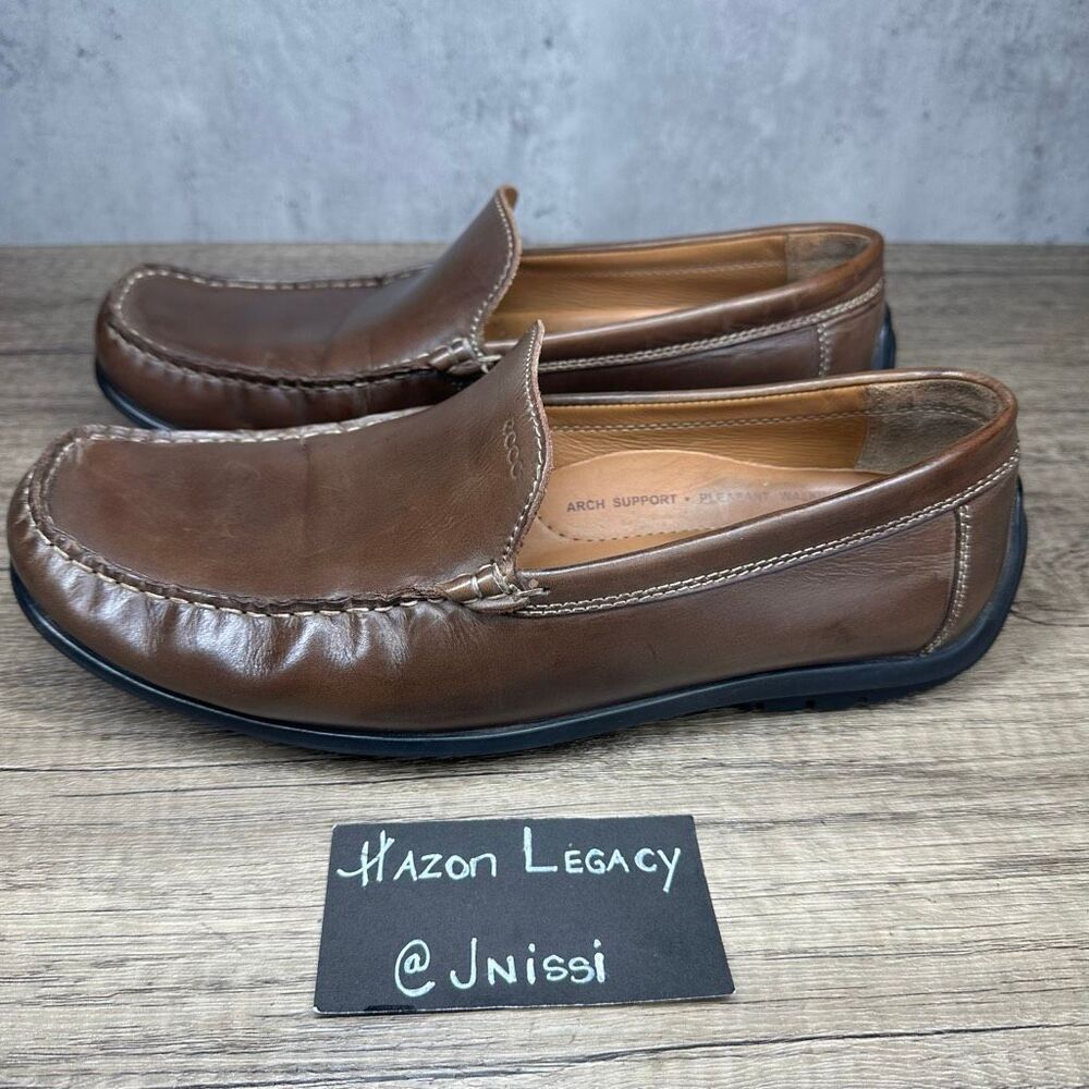 Ecco~Men's~Brown Leather Classic Moc 2.0 Driving Loafers~Size 44/10-10.5 US - Picture 1 of 8